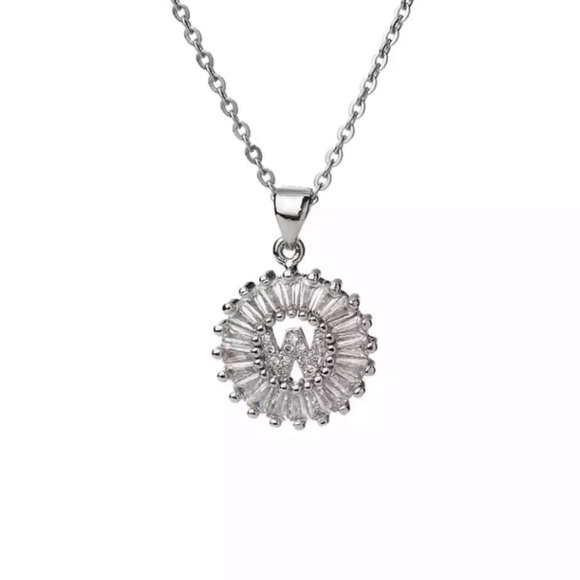 Silver Initial Crystal Pendant Necklace A-Z - Picture 7 of 7